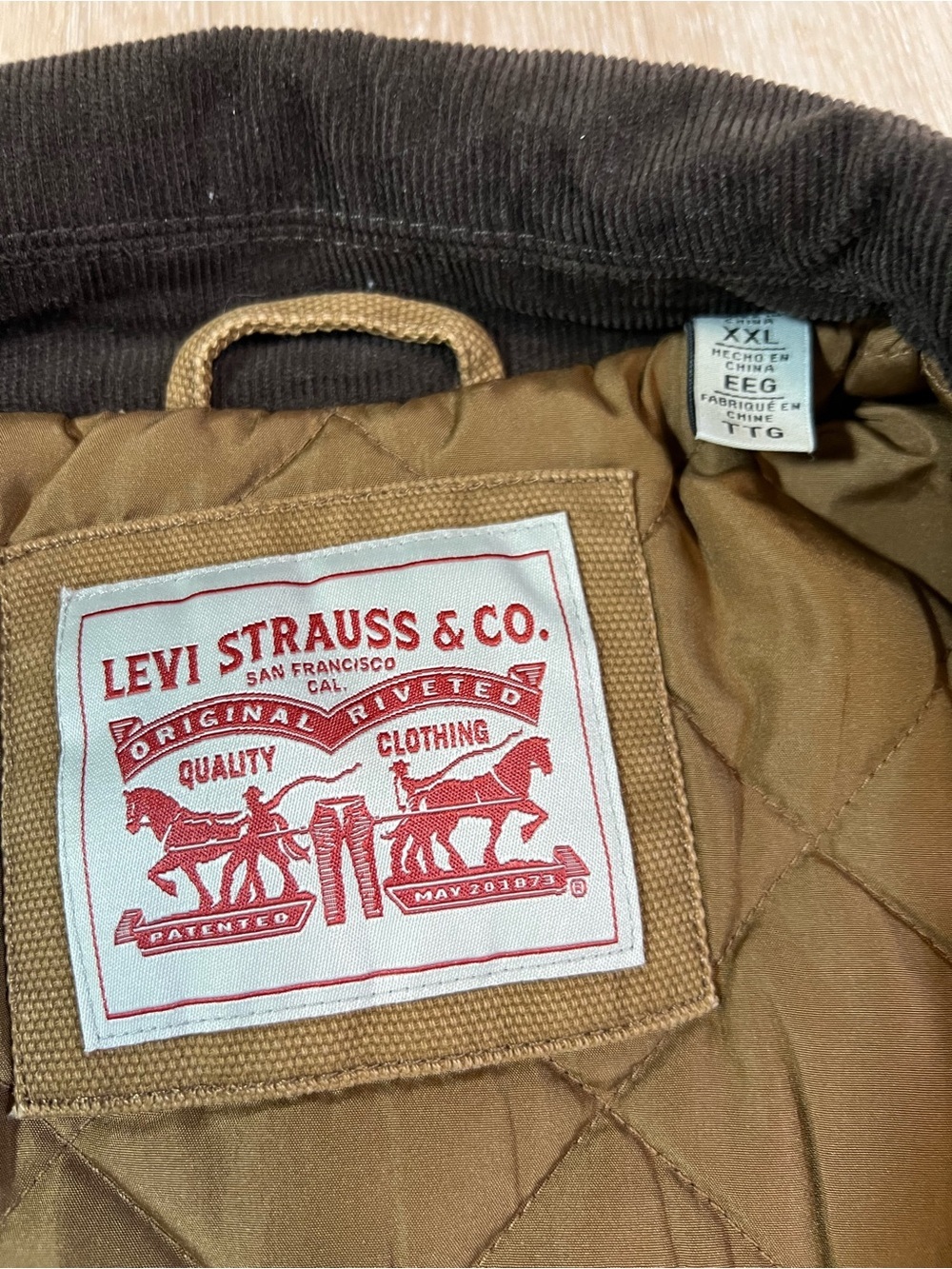 Levi's Tan Canvas Zip Jacket with Corduroy Collar - Picture 3 of 5